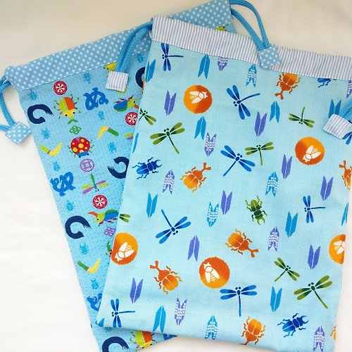 QQ rabbit 手工嬰幼兒精品 彌月禮盒 免費繡名字。吉祥蜻蜓-2款可選。束口袋 尿布袋 衣物袋