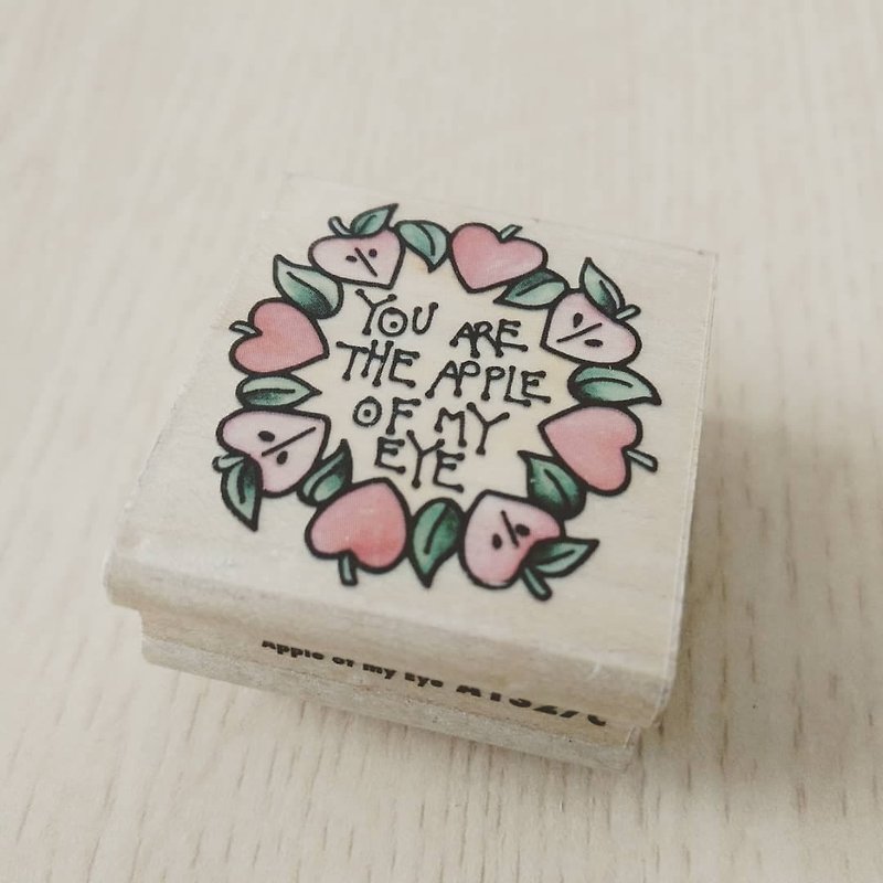 USA Robber Stampede "You are the apple of my eye" Wooden Rubber Stamp - Stamps & Stamp Pads - Wood Khaki