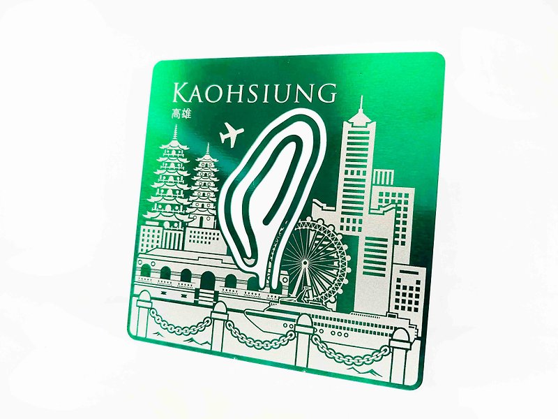 Taiwan  Card Clip_Kaohsiung_Greenメモクリップ - カードスタンド - ステンレススチール グリーン