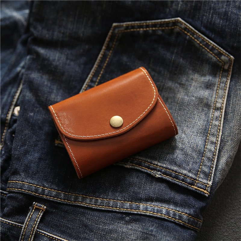 【Free lettering】Large-capacity cowhide card holder genuine leather short clip card holder business card certificate card holder coin purse - Card Holders & Cases - Genuine Leather 