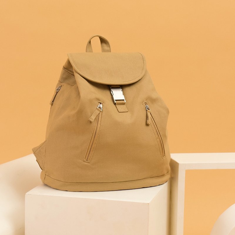 PeterPeter's Canvas Backpack in Khaki - Backpacks - Cotton & Hemp Khaki
