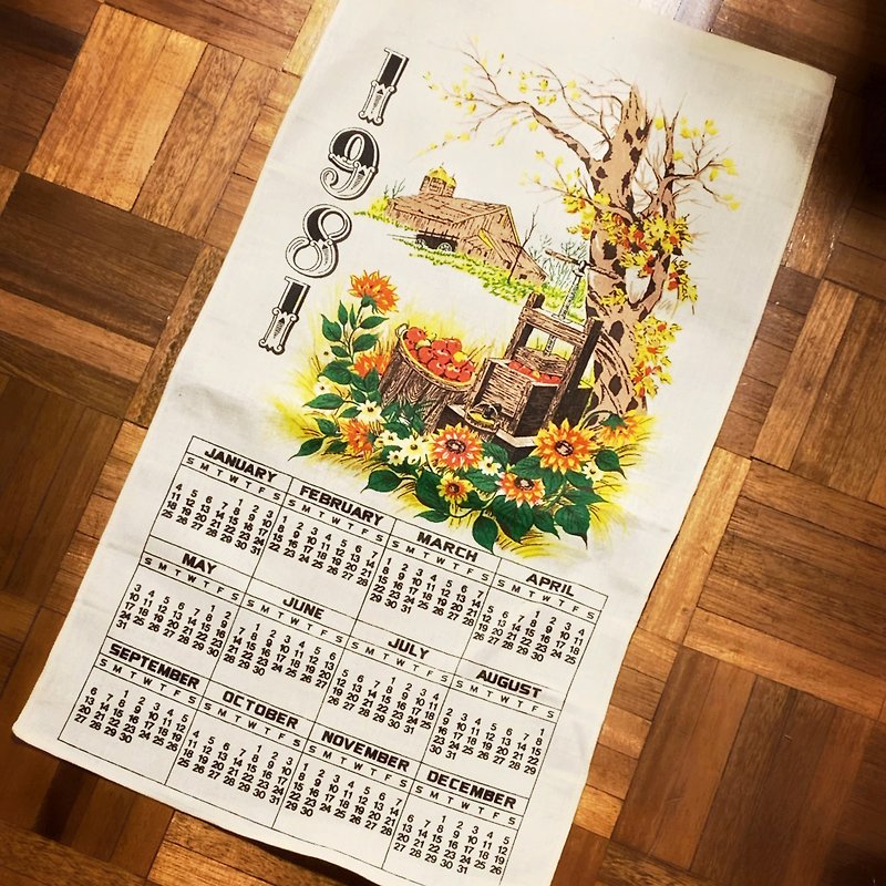1981 美國早期布面月曆 flower - 牆貼/牆身裝飾 - 棉．麻 多色