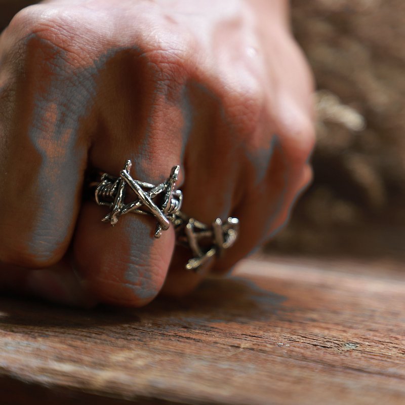 INGUZ Rune barbed wire Ring unisex sterling silver 925 Viking mammen norse pagan - General Rings - Other Metals Silver