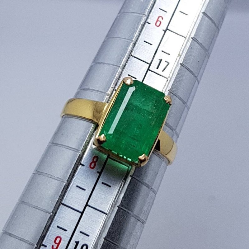 Yellow Gold Emerald Wedding Band Emerald Wedding Band Unisex Wedding Band Fancy - 戒指 - 寶石 綠色