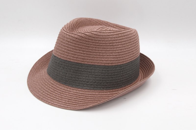 【紙布】二色紳士帽子（グレーパープル）紙糸織り - 帽子 - 紙 ピンク