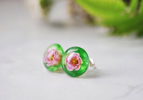 Toutberry Pink peony earrings studs Flower jewelry Blossom earrings Gift for her