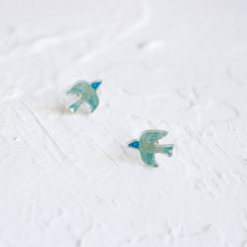 Blue bird Earrings  I Story_ Blue bird - Earrings & Clip-ons - Acrylic Blue