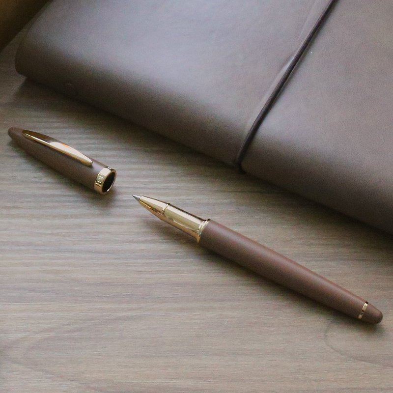 (Free customized engraving) HAPPYMT happy ball pen - burnt tea gold clip - Rollerball Pens - Copper & Brass Brown