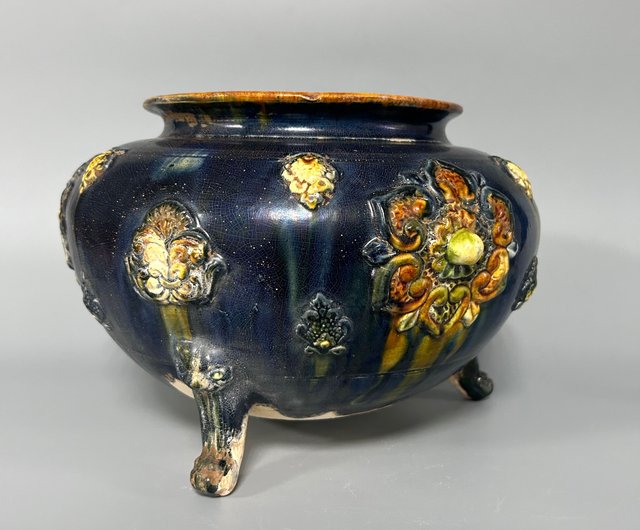 唐三彩盒子美術品茶道具