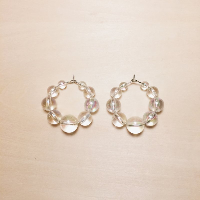 復古泡泡珠大耳圈 - 耳環/耳夾/耳骨夾 - 樹脂 透明