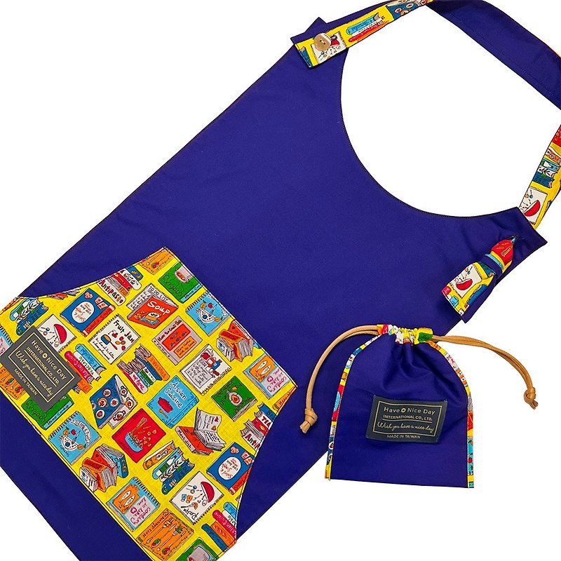 Have A Nice Day【Feast time】Adult meal bib# Morning Light Library×Royal Blue - Other - Cotton & Hemp Multicolor