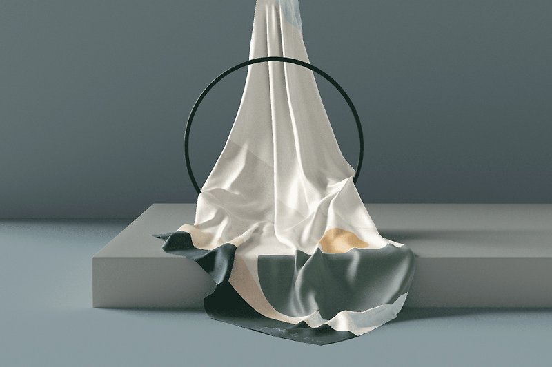 Silver cloud silk scarf 100% silk | 90x90cm - ผ้าพันคอ - ผ้าไหม สีเงิน