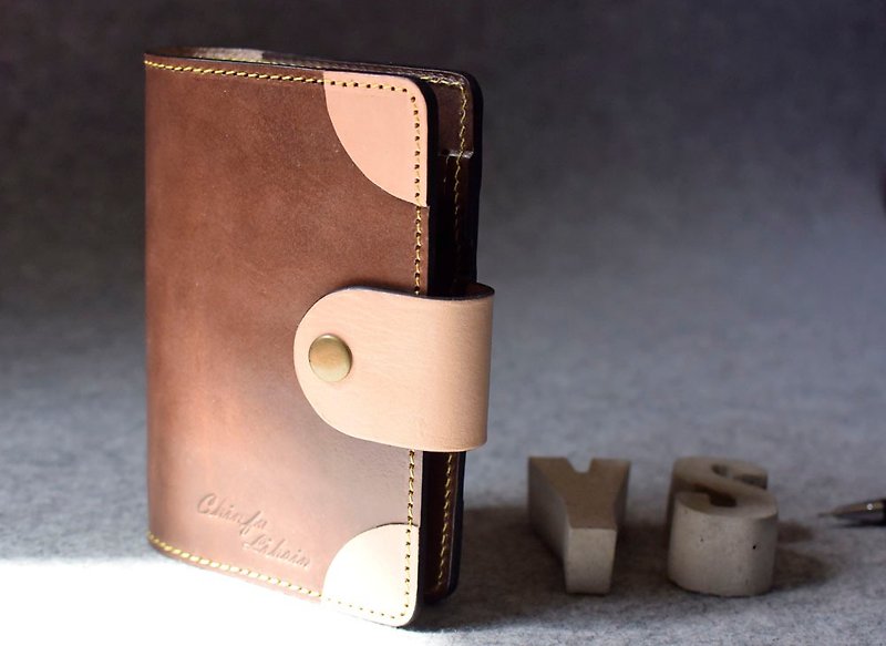 Bronze button rounded leather loose-leaf notebook//2023 Pocket Book/ - สมุดบันทึก/สมุดปฏิทิน - หนังแท้ 