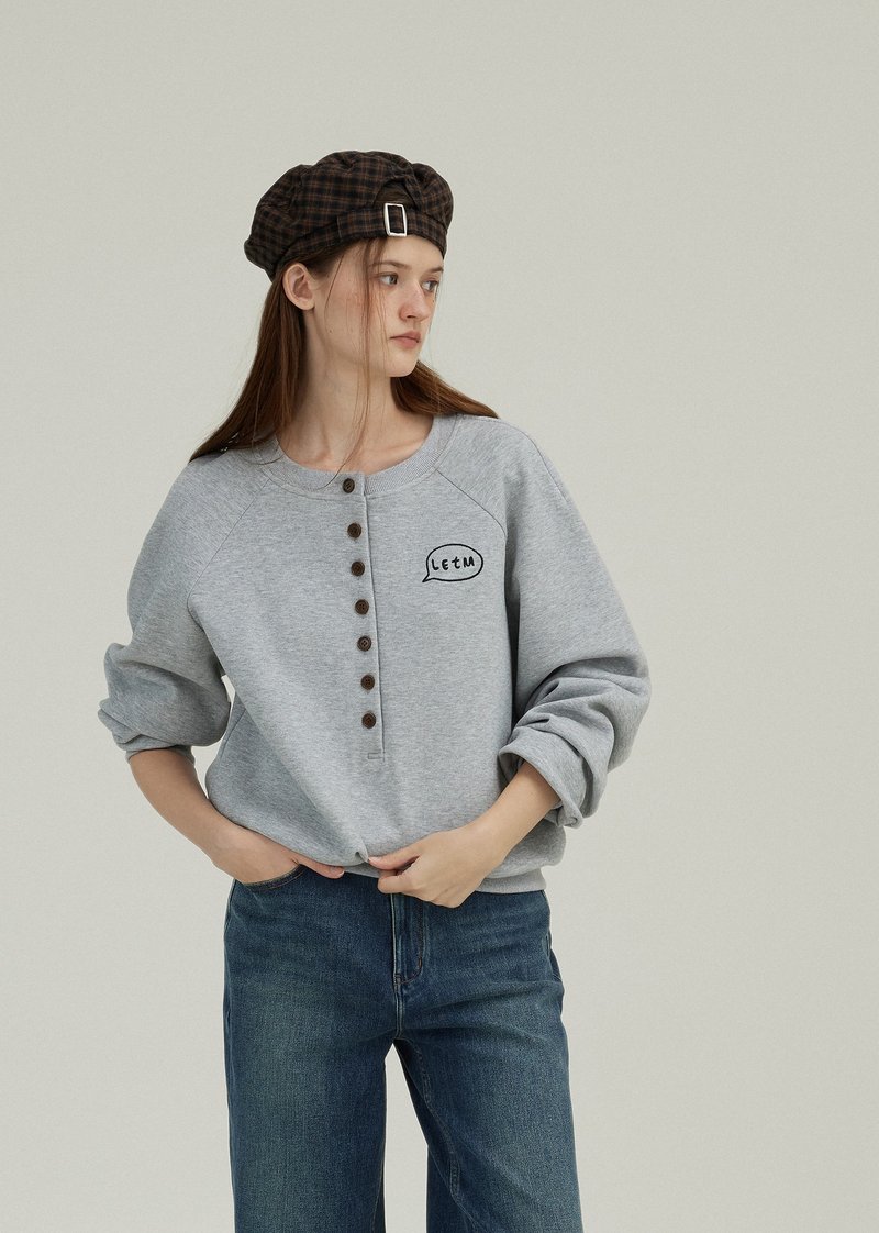 say hi letter embroidered top - Women's Tops - Other Materials Gray