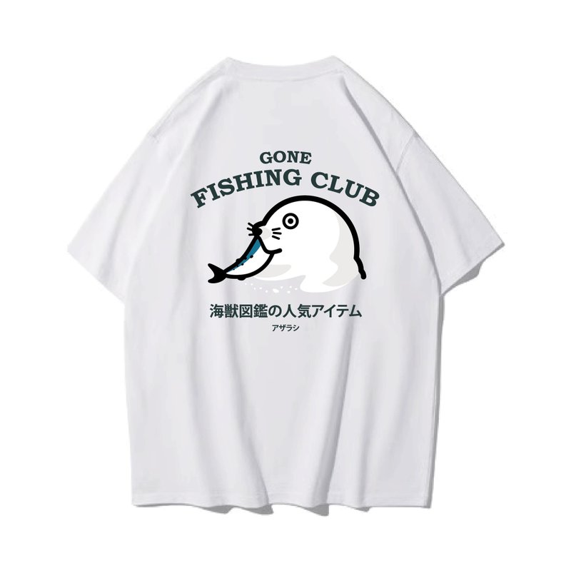 WHITE SEAL unisex short-sleeved T-shirt in 8 colors for men and women fishing club - Men's T-Shirts & Tops - Cotton & Hemp White