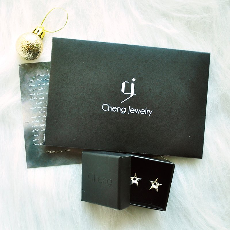 ∥Cheng Jewelry // Oriental Star Gift Card Set Sterling silver earrings bracelet gift card - ต่างหู - โลหะ สีเงิน