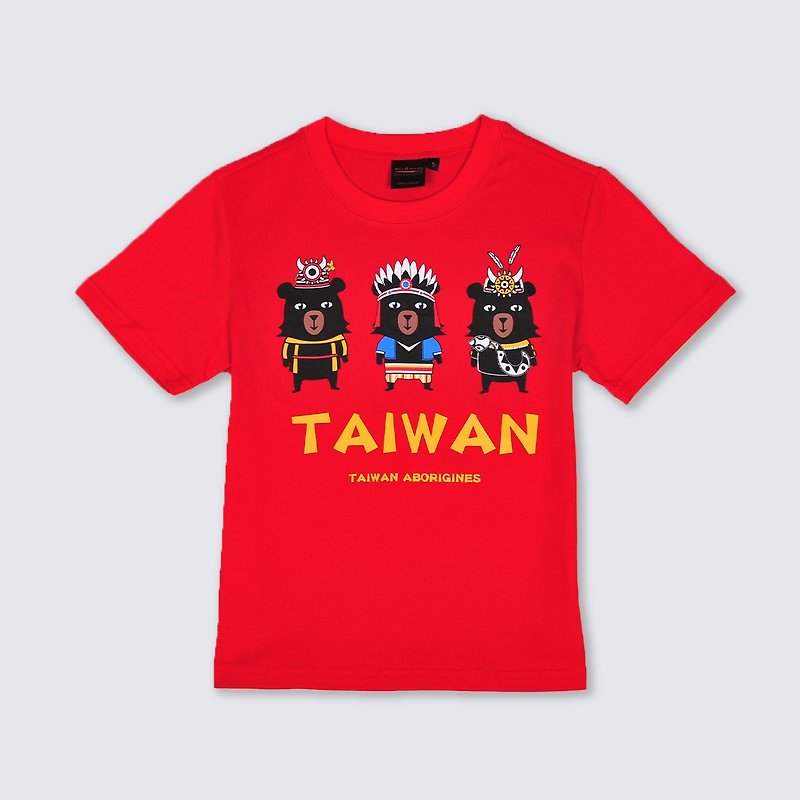 Children's clothing and parent-child clothing/Oh Bear Aboriginal style/Short-sleeved T-shirt/Pure cotton made in Taiwan - Tops & T-Shirts - Cotton & Hemp 