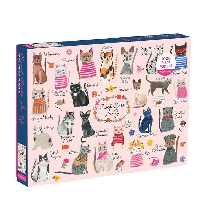 Mudpuppy | Art Puzzle 1000 Pieces | Cool Cat Collection | Pet Puzzle Series - Puzzles - Paper Pink