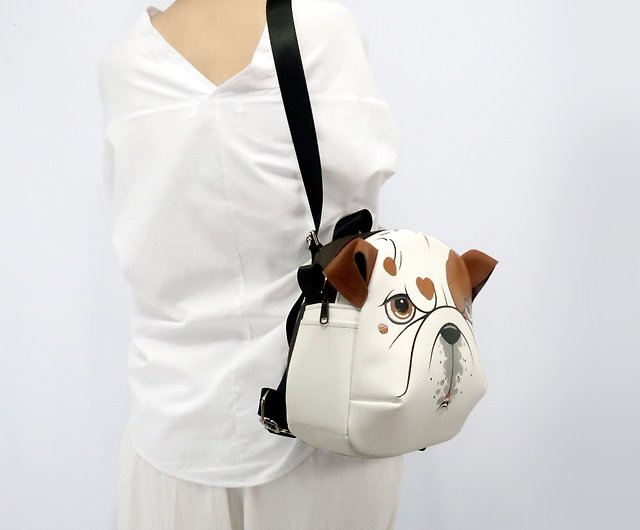 Bulldog Faux Leather Handbag with Shoulder Strap