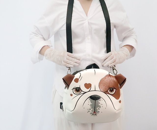 Bulldog Faux Leather Handbag with Shoulder Strap