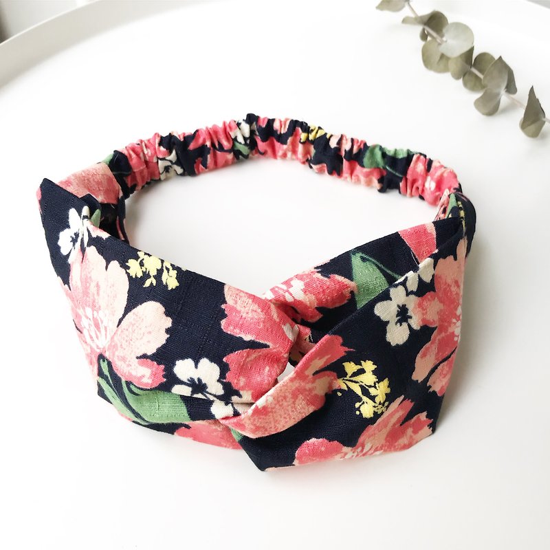 Cherry blossom cross hair band - Headbands - Cotton & Hemp Multicolor