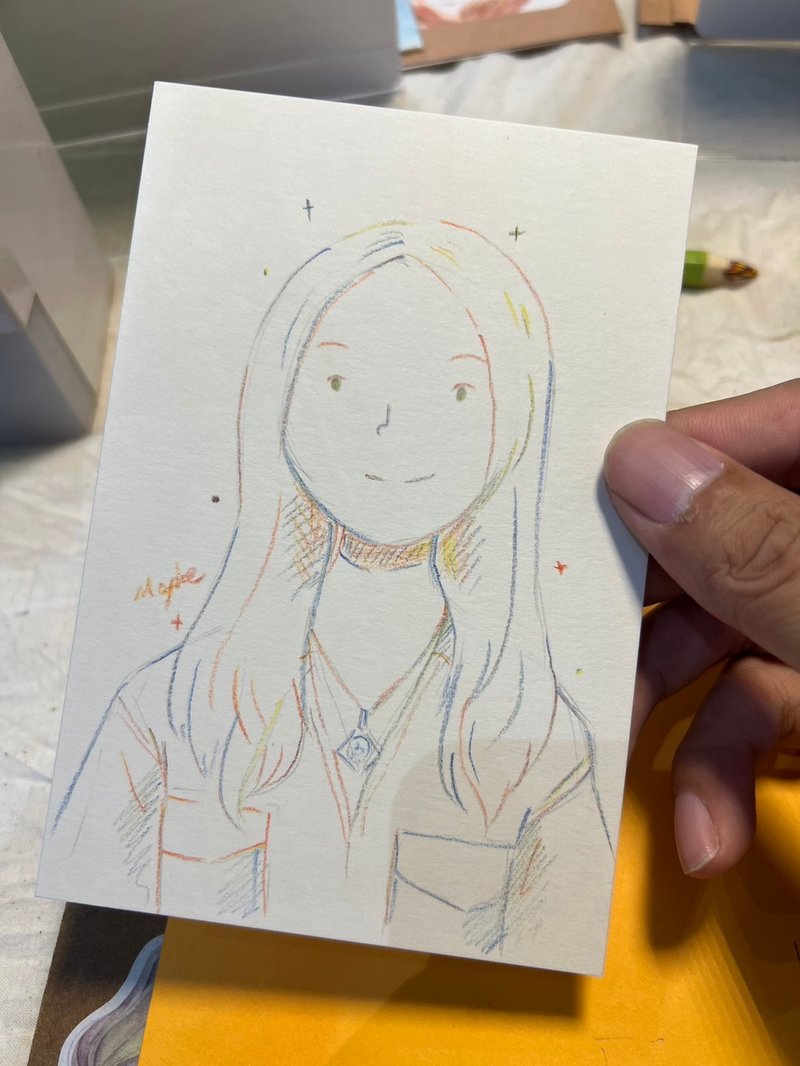 Maybe. Customized portrait painting with rainbow lines - ภาพวาดบุคคล - กระดาษ 