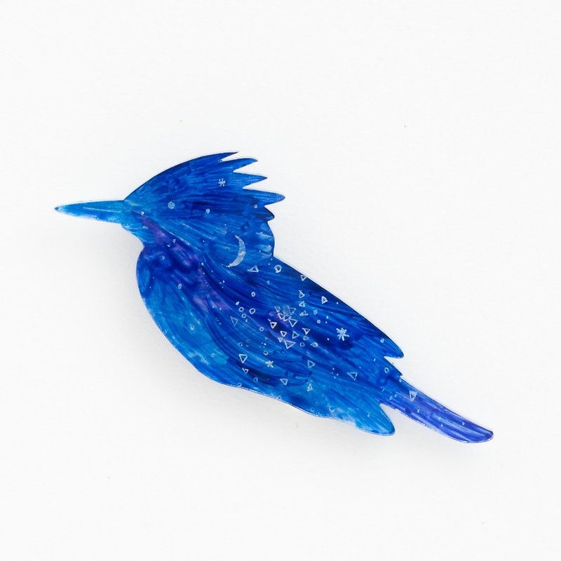 絵のブローチ【鳥】 - ブローチ - アクリル ブルー