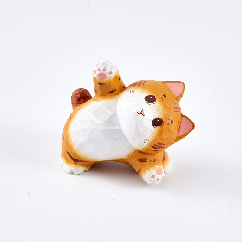 Yani 側伸展式的瑜伽貓木雕 - 擺飾/家飾品 - 木頭 橘色