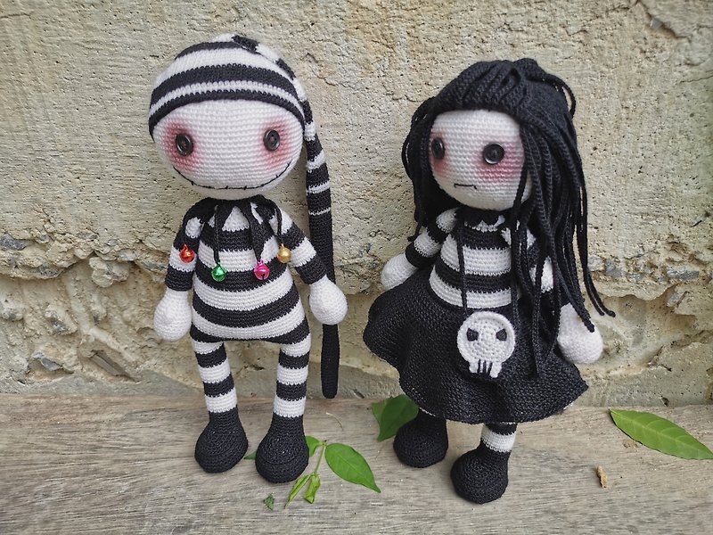 couple doll thread crochet halloween amigurumi 9 inches - Other - Polyester Black