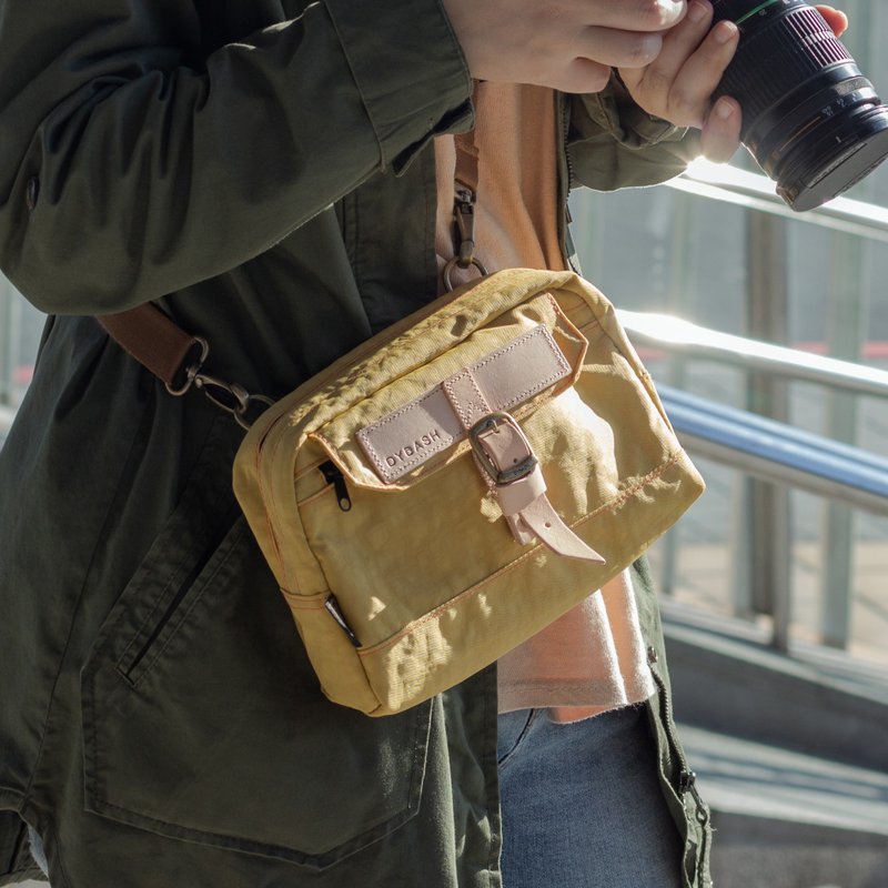 【Transformable Walking Bag】Cross body Bag/ Portable Bag/ Waist Bag(Yellow) - กระเป๋าแมสเซนเจอร์ - หนังแท้ 