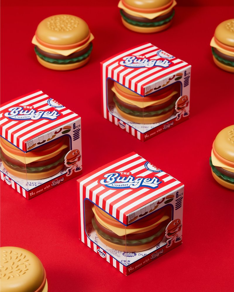 塑膠 杯墊 多色 - The Burger Coaster - Niknax (set of 6 coasters)