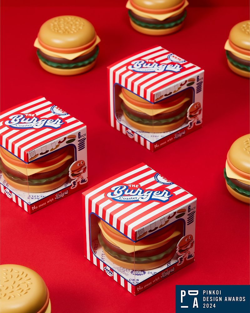 The Burger Coaster - Niknax (set of 6 coasters) - 杯墊 - 塑膠 多色