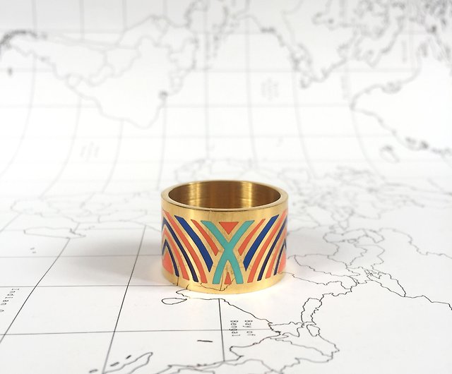 Blue & Orange Celtic Stripe Scarf Ring - Shop evoke90sdesign Other