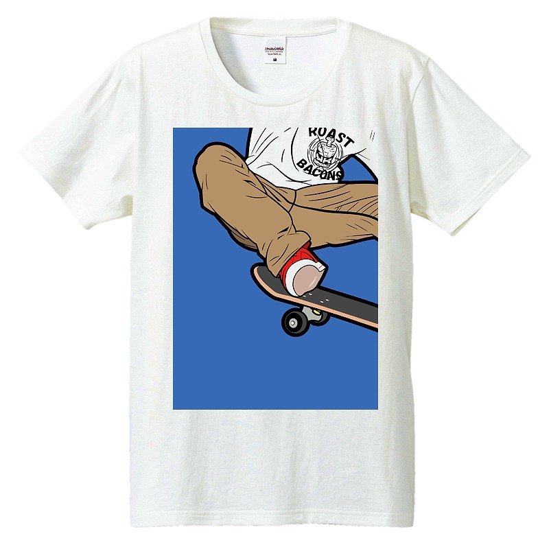 Tシャツ / SK8 - 男 T 恤 - 棉．麻 白色