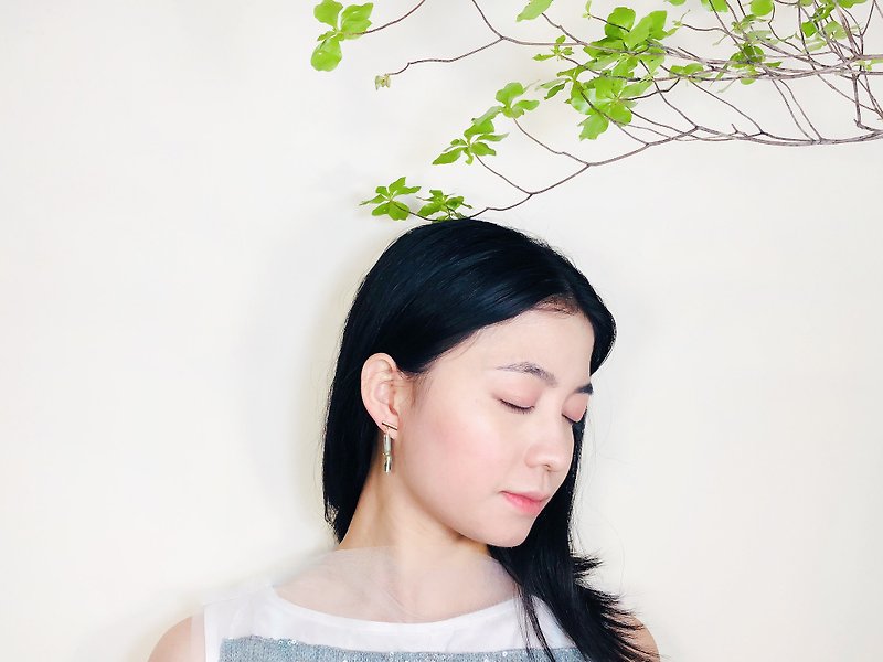 Minimalism - Jade 14kgf Earrings【Bamboo】II【Valentines Day Gift】【 New Year Gift 】 - ต่างหู - เครื่องเพชรพลอย สีเขียว