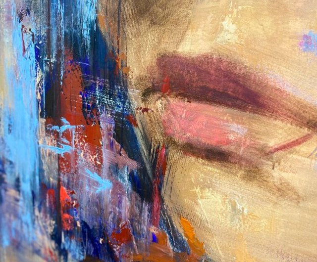 比喩的な絵画の女性の抽象的な顔の絵キャンバス油絵 - ショップ