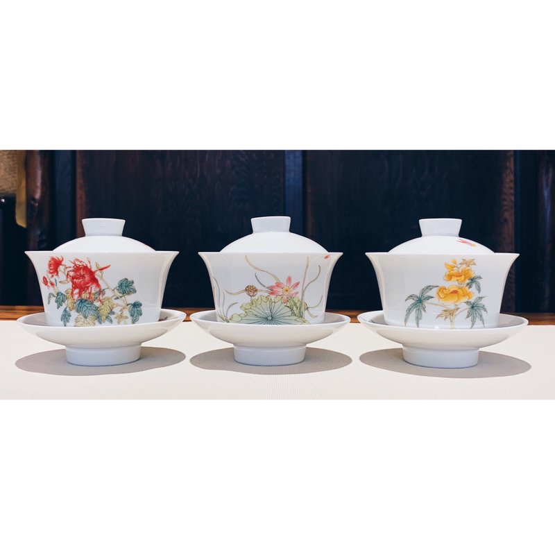 不言美器 釉中彩 川碗 蓋杯 - 茶壺/茶杯/茶具 - 瓷 