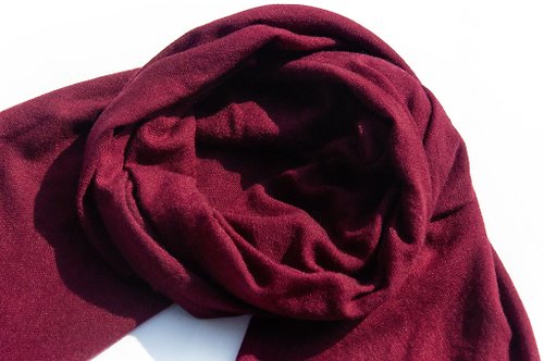 omhandmade 喀什米爾Cashmere/羊絨圍巾/純羊毛圍巾披巾/戒指絨披肩-深紅藏紅