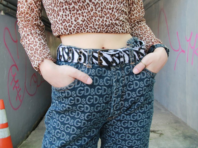 ///Fatty bone/// 90s D&G full version denim trousers Italian rare vintage - กางเกงขายาว - เส้นใยสังเคราะห์ 