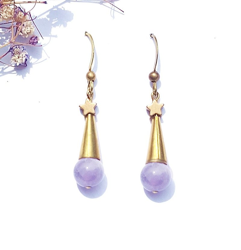 Dream Magic Hat - Dream Amethyst Bronze Earrings Minimalist Geometric Personality Valentine's Day Custom - Earrings & Clip-ons - Crystal Purple
