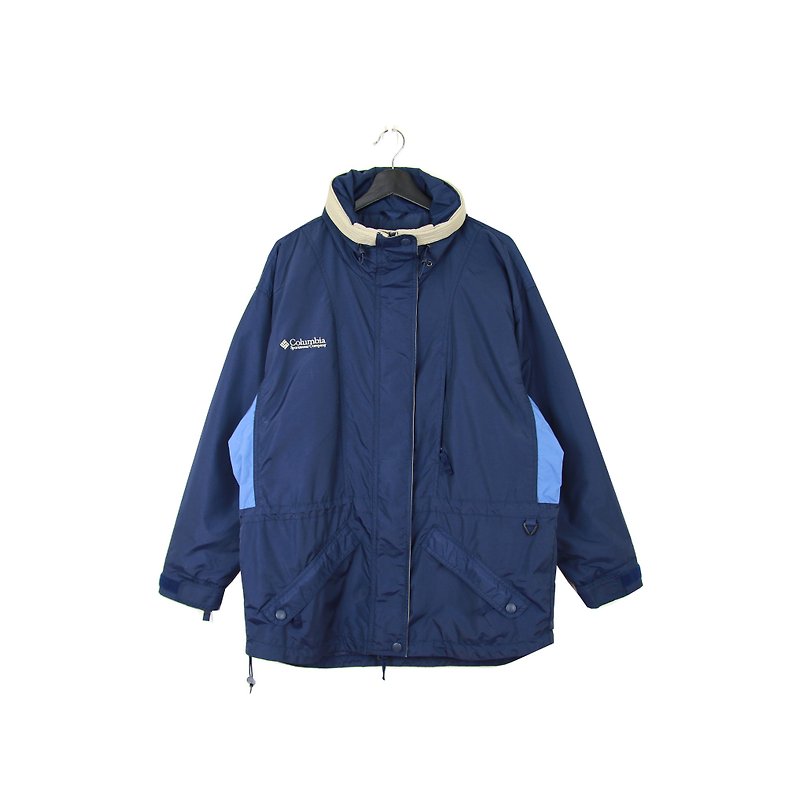 Back to Green :: Windbreaker cotton jacket Columbia navy blue // unisex / wear / vintage outdoor (CO-14) - Men's Coats & Jackets - Polyester 