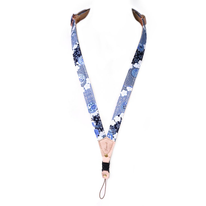 Mobile phone strap neck hanging - day and night - Computer Accessories - Cotton & Hemp Blue