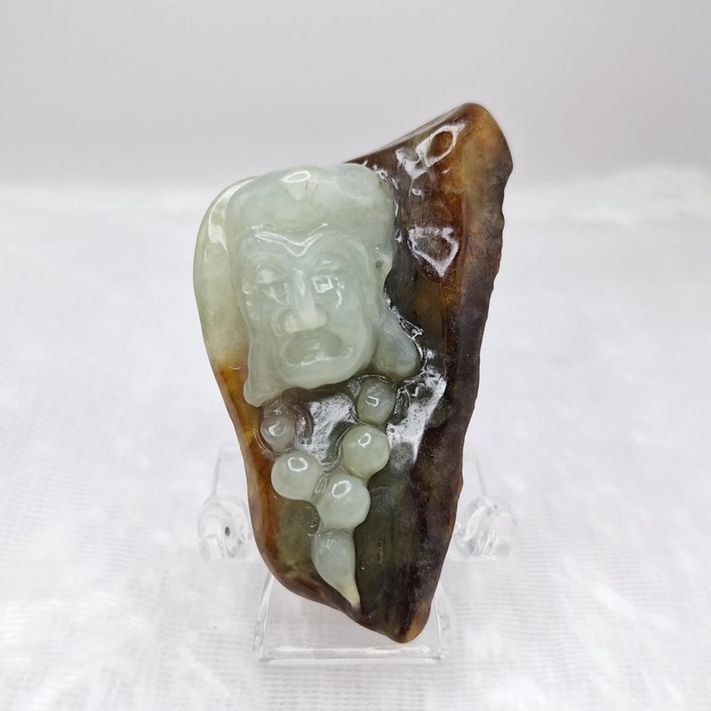 Red Jade Raw Stone Skin Longevity Weng Antarctic Fairy Longevity Weng Pendant | Natural Burmese Jade A Grade Jadeite - สร้อยคอ - หยก 