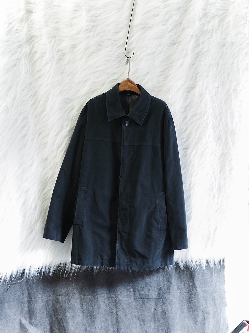 徳岛黯黑绿素面 Classic Love Day Time Sheep Cotton Coat Jacket vintage - เสื้อแจ็คเก็ต - ผ้าฝ้าย/ผ้าลินิน สีดำ