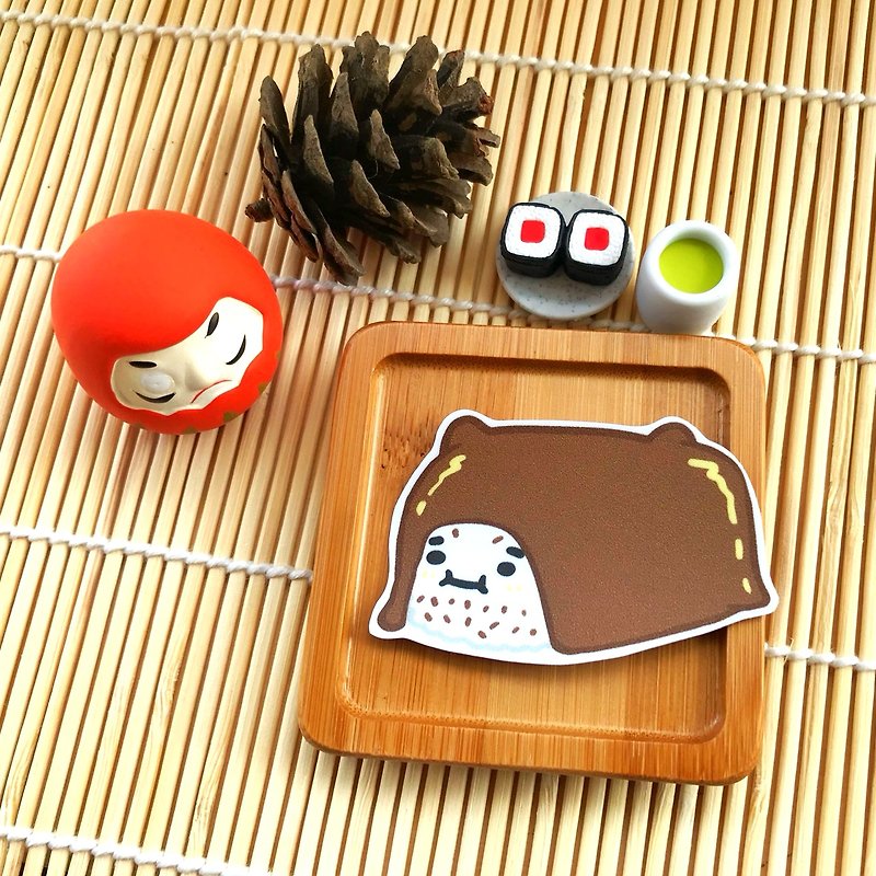 1212 Fun Design Funny Waterproof Sticker - Sushi Series - Inari Sushi - สติกเกอร์ - วัสดุกันนำ้ สีนำ้ตาล