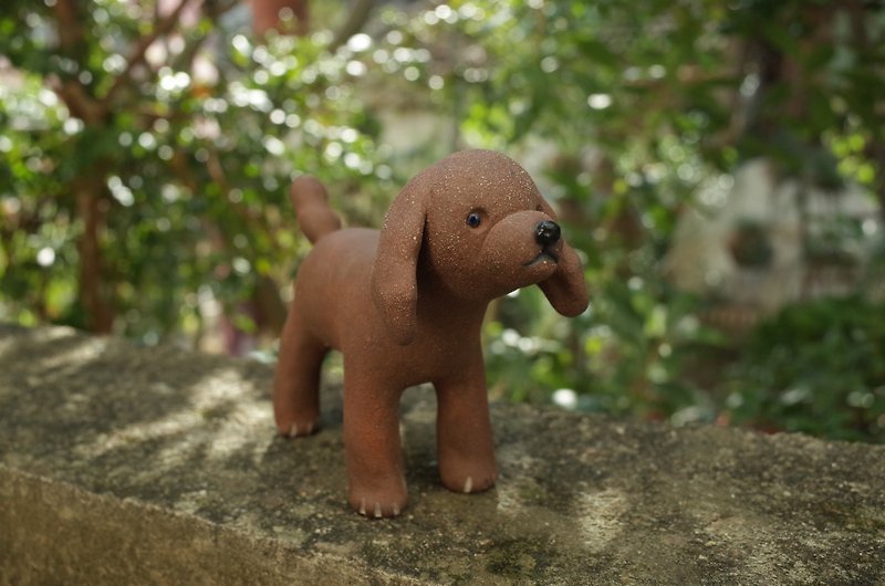 Red Poodle Dog Sculpture - ตุ๊กตา - ดินเผา สีนำ้ตาล