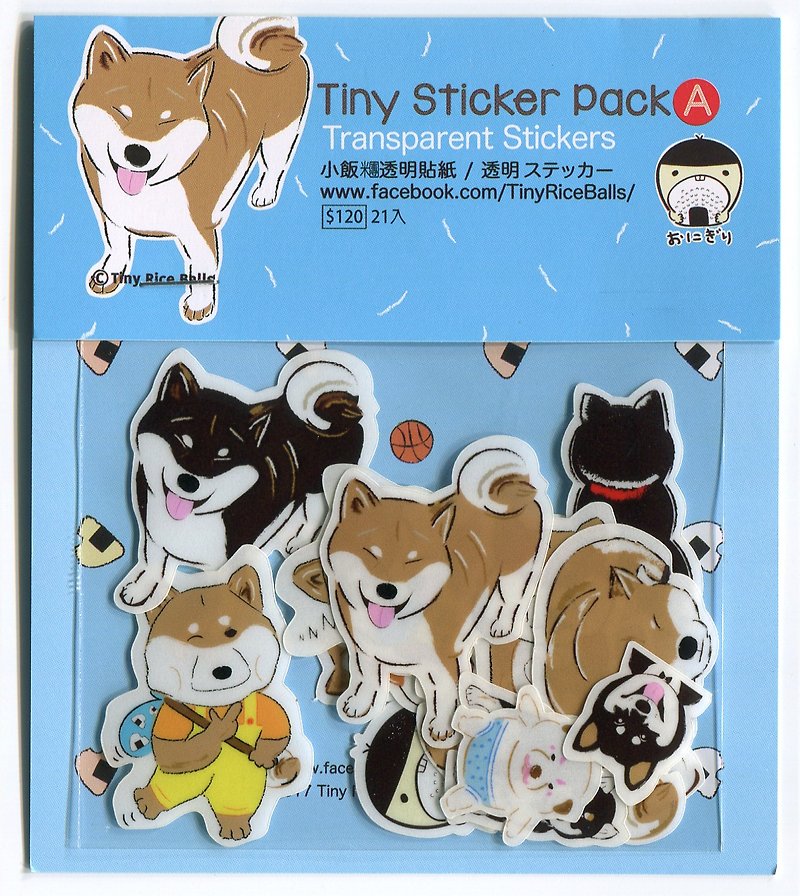小飯糰  柴犬透明貼紙包 共21枚 A款  手機殼貼紙 - 貼紙 - 塑膠 