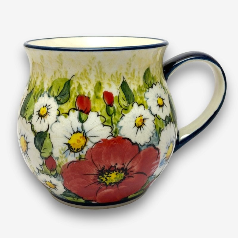 Polish hand-painted pottery-Pangpang Cup 350ml Polish Happy Series designer model - Cups - Pottery Red