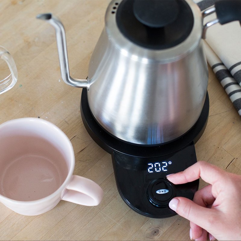 生産終了 OXO 温度調節可能手注ぎ電気ティーポット - コーヒードリッパー - ステンレススチール シルバー
