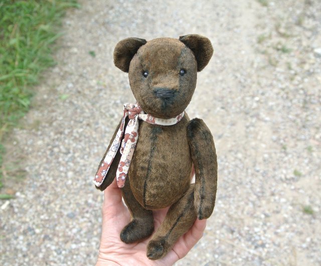 おもちゃ熊ブラウンテディベアアーティストooakアンティークぬいぐるみ